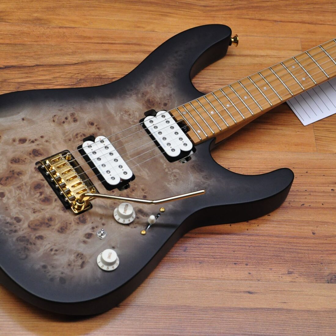 Charvel Pro-Mod DK24P HH 2PT CM Poplar Burl - Transparent Black Burst